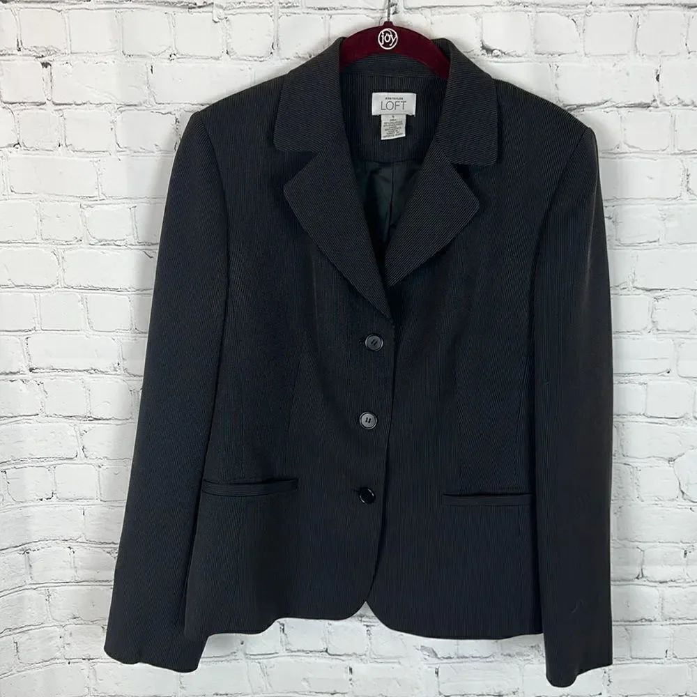 Loft Black Pinstripe Blazer Size 4